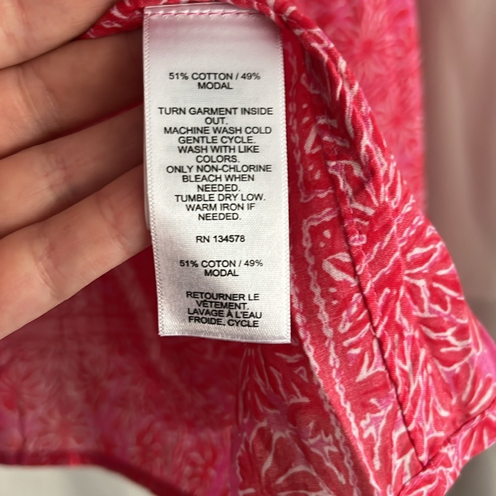 Vineyard Vines Printed Button Down Blouse Pink Red Floral Size XL - Picture 6 of 6